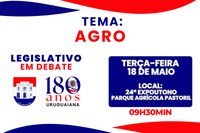 Agro será tema da 4ª edição do “Legislativo em Debate” durante a 24ª Expoutono