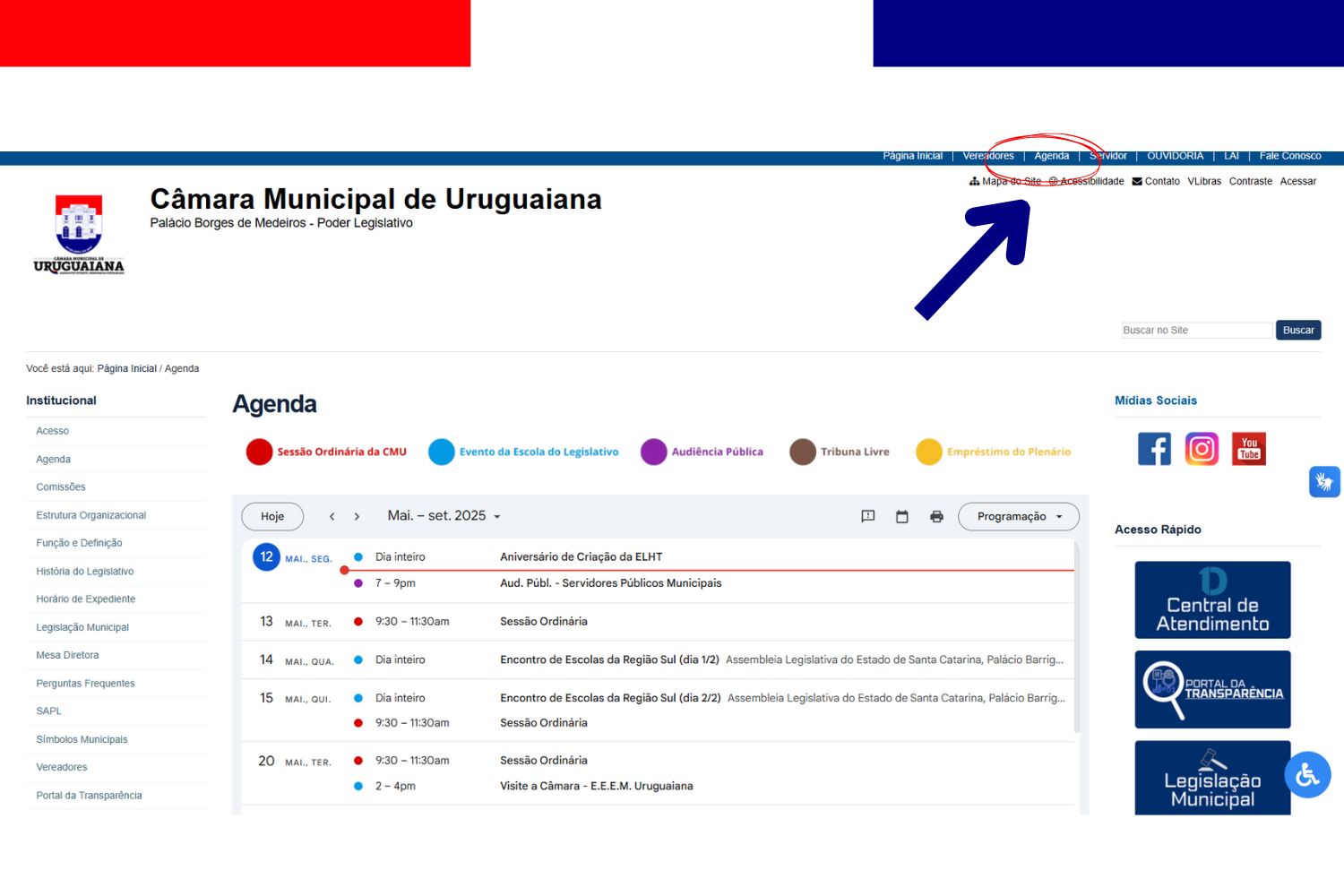 Câmara disponibiliza agenda oficial de eventos no site