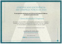 Câmara recebe Certificado de Excelência em Compras Públicas
