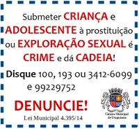 Conscientização sobre crime de exploração sexual de menores é requerida pelo Legislativo