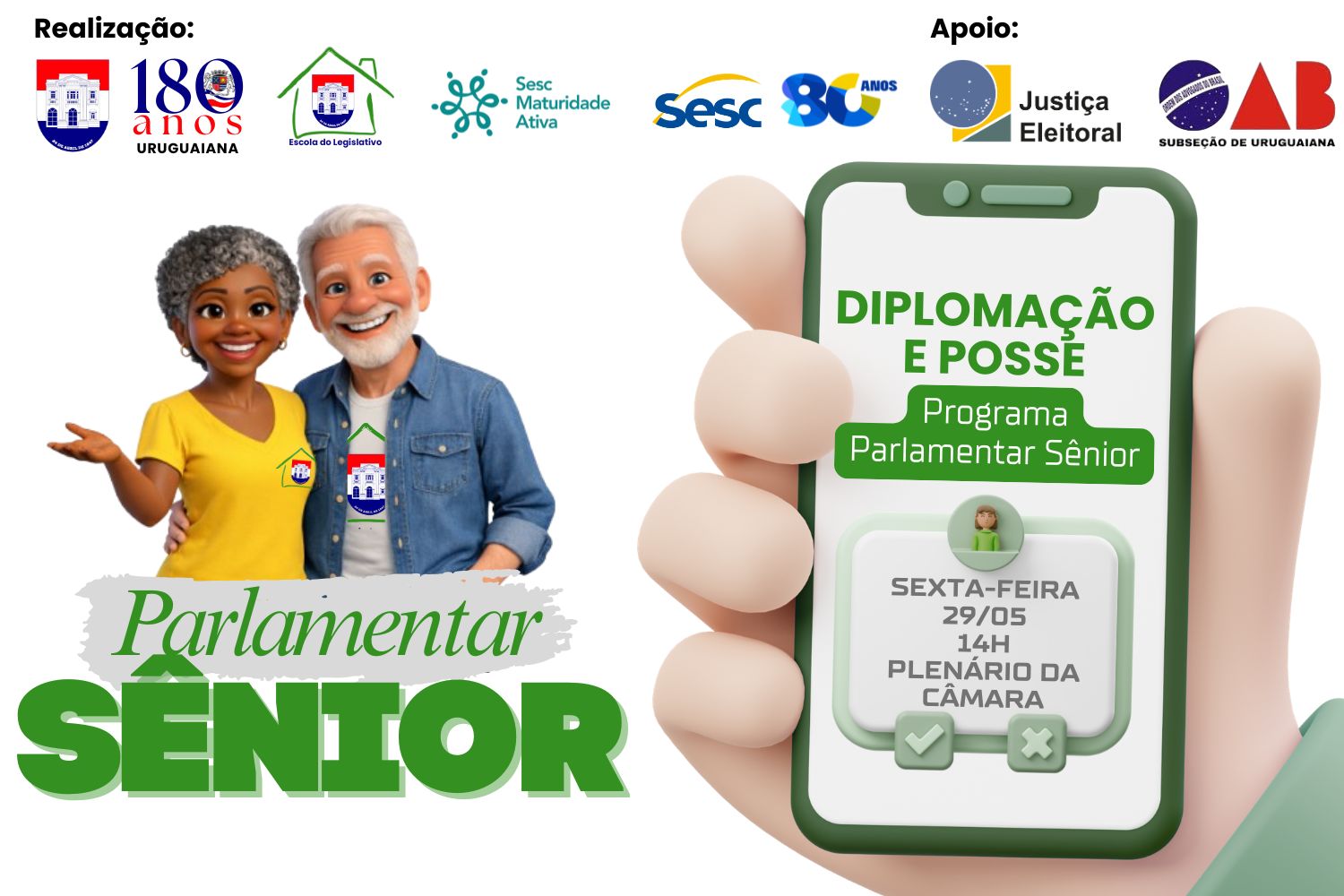 Diplomação e posse dos eleitos do Programa Parlamentar Sênior 2026 acontecem sexta-feira