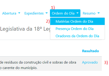 votação nominal das matérias